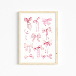 Trendy Pink Wall Art Bows Cherry Balloon Puppy Butterfly Canvas Painting Posters and Prints College Apartment Girl's Room Decor