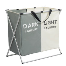 Load image into Gallery viewer, 1 PC Large Laundry Hamper 3 Sections Divided Laundry Basket Foldable Washing Bin Dirty Cloth Storage Bag