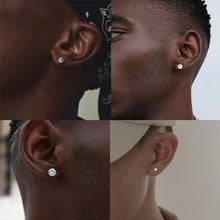 Load image into Gallery viewer, LUXUSTEEL 1Pairs/2Pcs Stainless Steel Crystal Studs Earrings For Women Men 4 Prong Tragus Round Clear Cubic Zirconia Ear Jewelry