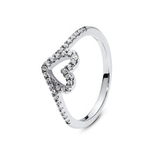 Load image into Gallery viewer, 925 Sterling Silver Rings For Women Original Crown Love Heart Wishbone Engagement Wedding Rose Gold Crystal Ring Luxury Jewelry
