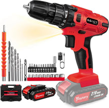 Load image into Gallery viewer, 21V Cordless Drill,45Nm Electric Screwdriver Set with 29PCS Accessories, 2 Variable Speed for Home DIY Project Kit