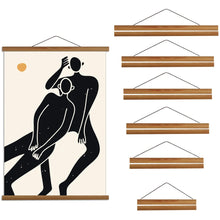 Load image into Gallery viewer, 21-100 cm Teak Pine Wood Magnetic Painting Frame Wood Photo Frame Painting Canvas Poster Frame Canvas Frame Art Hanger Christmas