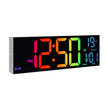 Load image into Gallery viewer, 16" Large Digital Wall Clock, Big LED Display with Remote, 8 RGB Color, Alarm, DST, Temperature for Living Room, Kitchen