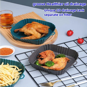 Air Fryer Silicone Tray - Baking Mat for Oilless Cooking, Fried Chicken, Pizza, and More