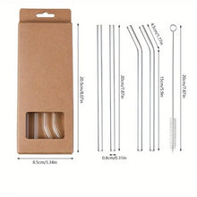 Load image into Gallery viewer, 1 Set Heat-Resistant Glass Straws (5pcs) with Brush – Reusable for Smoothies, Tea, Juice