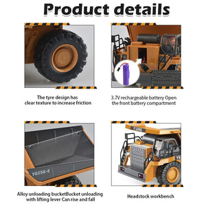 1:24 RC Alloy Dump Truck & Excavator - Heavy Engineering Toys for Boys