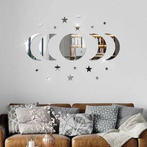 20pcs Acrylic Star Moon Wall Sticker Decorations for Living Room Bedroom Home