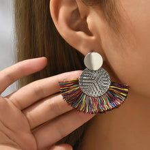 Load image into Gallery viewer, Fashion Bohemian Big Tassel Dangle White Fringe Female Earrings Drop Earrings for Women Statement Wedding Jewelry