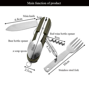 7-in-1 Multifunctional Stainless Steel Tableware - Foldable Fork Spoon Knife, Camping