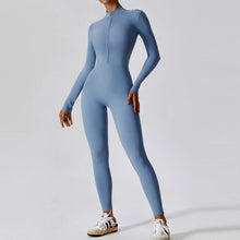 Load image into Gallery viewer, Winter Autumn Women's One-piece Yoga Jumpsuit leggings Long-sleeved Warm ski Overalls Outerwear High Elastic Cycling Bodysuit