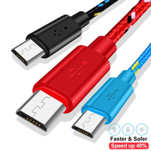 Load image into Gallery viewer, 2.4A Micro USB Cable 0.5m/1m/2m/3m Data Sync USB Charge Cable For Samsung Huawei Xiaomi Android Nylon Braided Microusb Data Cord