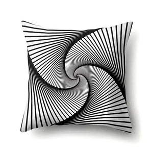 Geometric Print Pillowcase Set 45x45CM Black White Striped Plaid Cushion Cover x2