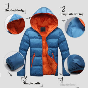 Men's Casual Cotton Parka Jacket – Autumn Winter Hooded Padded Coat