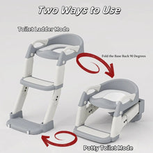 Load image into Gallery viewer, Kids Potty Training Seat With Steps, 3 In 1 Toddler Toilet Ladder Seat, Soft Mat Non-slip Splash Guard Toilet Seat (Grey)