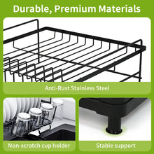 Load image into Gallery viewer, Dish Drainer Rack - Extendable Dish Drainer, Multifunctional Anti-Rust Dish Rack for Kitchen Counter, with Cutlery &amp; Cup Holders