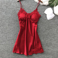 Load image into Gallery viewer, Sexy Pajamas Women's Silk Suspender Nightdress Ladies Spring And Summer Ice Silk Thin Halter Home Service Satin Night Dresses