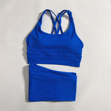 Load image into Gallery viewer, Solid Color Gym Fitness Set Tight Soft cross Fitness Bra 2pc compression High Waist Yoga Legging Suit Comprehensive Training Jog