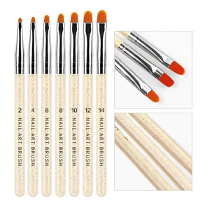 12 Pcs Nail Art Brush Set - Flat, Fan, Liner, Dotting Pen - Acrylic Gel UV Polish Tools