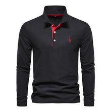 Load image into Gallery viewer, AIOPESON 2023 New Men's Deer Embroidery Polo Shirts Solid Color Long Sleeve Social Business Male