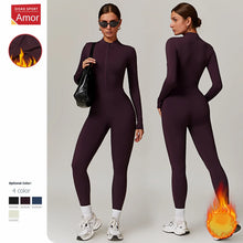 Load image into Gallery viewer, Winter Autumn Women's One-piece Yoga Jumpsuit leggings Long-sleeved Warm ski Overalls Outerwear High Elastic Cycling Bodysuit