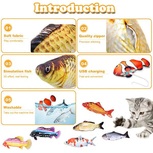 USB Charging Plush Fish Cat Toy - 3D Simulation Dancing Wiggle Interactive Pet Toy