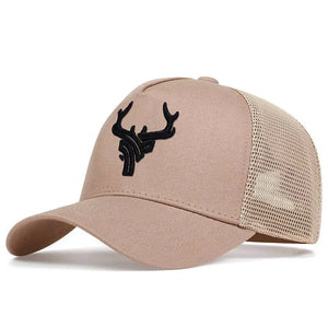 Unisex Adjustable Baseball Cap - Animal Antlers Embroidery Mesh - Spring & Summer Hat