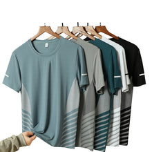 Load image into Gallery viewer, Running T-shirt Men Summer Ice Silk Thin Top Reflective Printing Quick Dry Short Sleeve Breathable Fitness Sports T-shirt 5XL