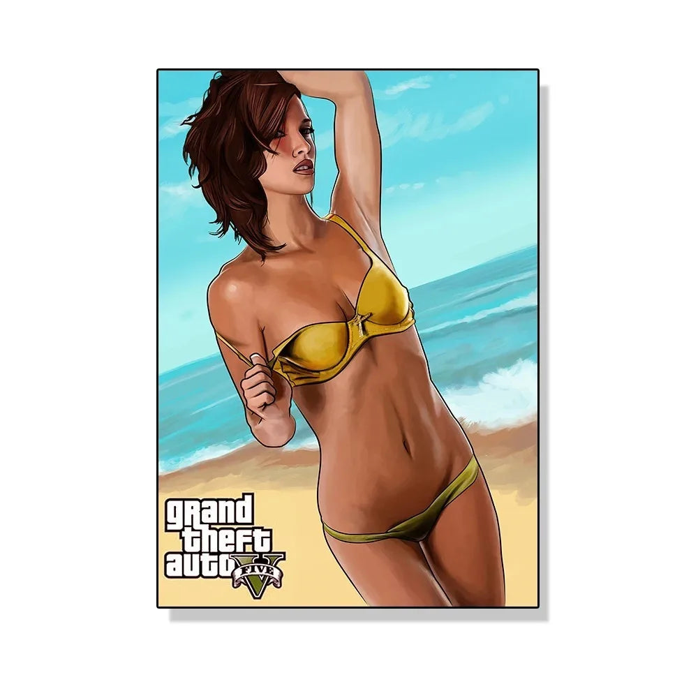 Video Game Grand Theft Auto Poster Canvas Painting GTA 5 Wall Picture Print For Modern Gamer Living Room Home Decoration