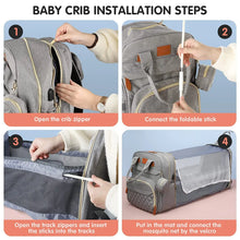 Load image into Gallery viewer, 3 In 1 Diaper Bag Backpack Foldable Baby Bed Waterproof Travel Bag with USB Charge Diaper Bag Backpack with Changing Bed 3 types