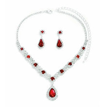 Load image into Gallery viewer, 3 pieces of women's crystal droplet necklace with earrings set for wedding evening dress accessories