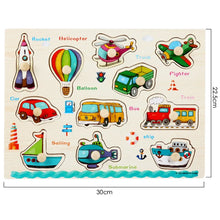 Load image into Gallery viewer, Montessori Wooden Puzzle: Educational Toy for Kids, Animal &amp; Vehicle Theme, 30cm