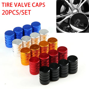 20Pcs Car Tire Valve Stems Cap Aluminum Knurling Style Universal Wheel Air Valve Caps