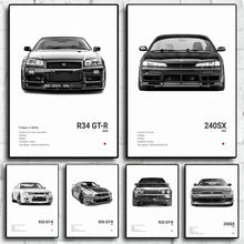 Load image into Gallery viewer, Pop Japan Cars Canvas - Black White Luxury Super Sport Poster Print