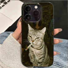 Load image into Gallery viewer, Fashion Kitten Smoking Pattern Phone Case For iPhone 11 12 13 14 15 16 17 Pro Max 16E 17Air X XR XS Max 7 8 Plus SE2 Soft Cover