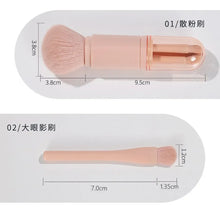 Load image into Gallery viewer, 4-in-1 Travel Makeup Brushes Set - Retractable Kabuki &amp; 3 Small Eye Brushes