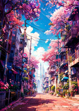Load image into Gallery viewer, Japanese Street Scenery Sakura Architecture Canvas Posters and Prints Wall Art Paintings Mural for Modern Living Room Home Decor