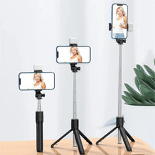 Load image into Gallery viewer, All In One Expandable Portable IPhone Tripod Selfie Stick Selfie Stick With Remote With Detachable BT Wireless Remote Compatible