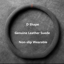 Load image into Gallery viewer, Car Steering Wheel Covers Cowhide Suede Steering Wheel Cover Wrap Universal 37-38cm Breathable Steering Covers Car Accessories