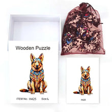 Load image into Gallery viewer, Wooden Dog Jigsaw Puzzle - Unique Gift Box, Irregular Animal Shape, Personalized Family Fun