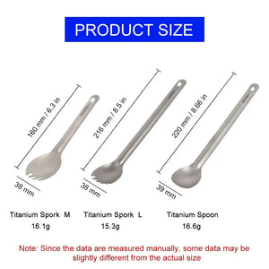 Titanium Camping Spork Spoon Fork - Lightweight Outdoor Tableware Picnic Hiking