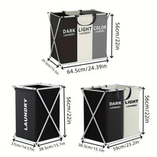 Load image into Gallery viewer, 1 PC Large Laundry Hamper 3 Sections Divided Laundry Basket Foldable Washing Bin Dirty Cloth Storage Bag