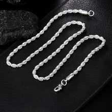 Load image into Gallery viewer, Silver Twisted Rope Chain Necklace Bracelet Set Fashion Jewelry High Quality