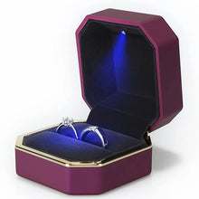 Load image into Gallery viewer, 1 Pcs LED Jewelry Ring Box Luxury Velvet Rubber Necklace Pendant Gifts Display With Light For Proposal Engagement Wedding Case