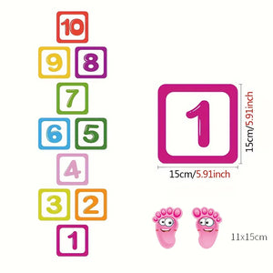 Hopscotch Floor Stickers 10PCS Waterproof Number Game for Kids Room Decor