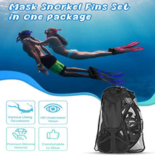 Load image into Gallery viewer, Mask Fin Snorkel Set Snorkel Gear for Adult Panoramic View Snorkel Mask Adjustable Dive Flipper Dry Top Snorkel and Travel Bag