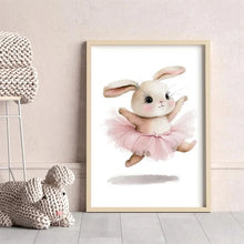 Load image into Gallery viewer, 3pcs Cute Ballerina Bunny Ballet Canvas Posters Woodland Animal Print Painting Girls Room Decor Rabbit Wall Art Nursery Decor