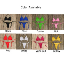 Load image into Gallery viewer, Women Tie Sexy Thong Bikini Set Side Swimsuit Bandage Style Brazilian Swimwear Split Strap Adjustable Solid Female Swimsuit Set
