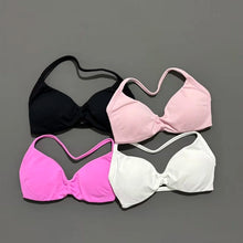 Load image into Gallery viewer, HISTELLO Strappy Bra Gym Top Women High Support Thin Strap Halter Sports Seamless Bras Scrunch Push-up Workout Yoga Tank Tops