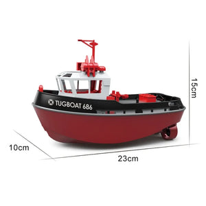 JIKEFUN 686 Dual Motor RC Tugboat - 2.4G Long Range Remote Control Boat for Boys Gift