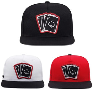 2024 Fashion Hip Hop Adjustable Snapback Cap Embroidered Playing Card Baseball Hat